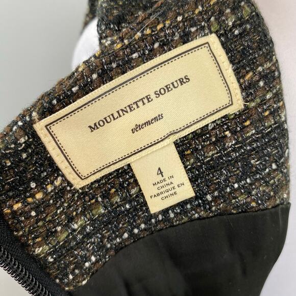 Anthropologie Moulinette Soeurs Metallic Tweed Glissade Fit & Flare Dress 4 - Picture 8 of 10